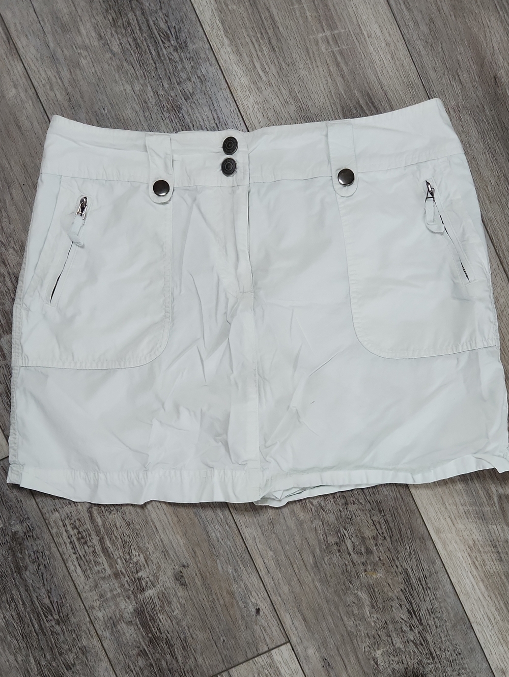 New York & Company White Zip-Pocket Skort - Mini Skirt With Shorts